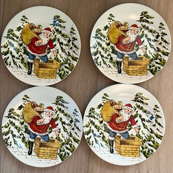 Set of 4 Williams Sonoma Vintage Holiday Collection 7” Plates