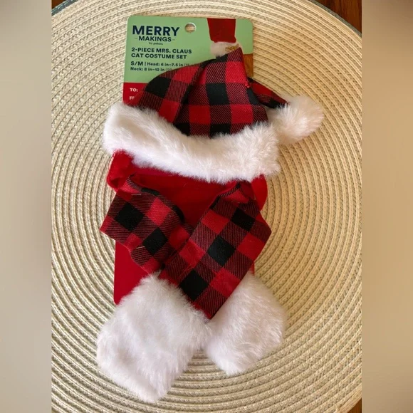 Merry Makings Petco 2-Piece Mrs. Clause Cat Costume Red / Faux‎ Fur Set Size S/M