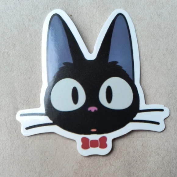 Black Cat Sticker Decal with Red Bow - Cute Pet Accent Kiki's Delivery Service