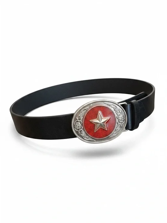 TEXAS Star Belt Buckle Y2K Faux Leather Glam Western Statement