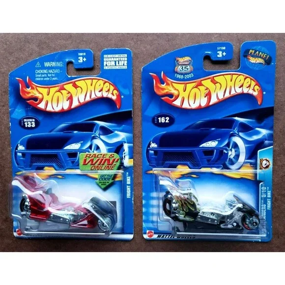 Hot Wheels FRIGHT BIKE WASTLANDERS Clear 162 & MAINLINE Series Clear RED 133 LOT