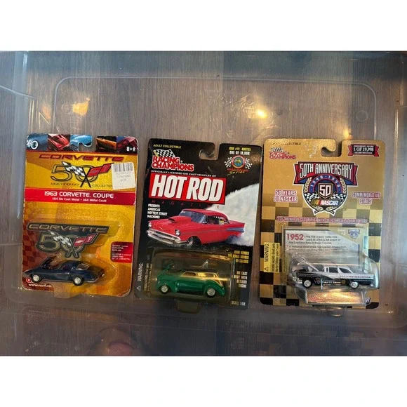 Racing Champions Diecast Lot 1963 Corvette 1952 NASCAR Hot Rod 1:64 Scale 3pc