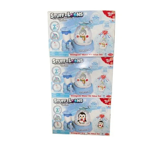 Stuff-A-Loons‎ Snowglobe Maker Kit Value Set Lot of 3 Snowman Penguin 8+