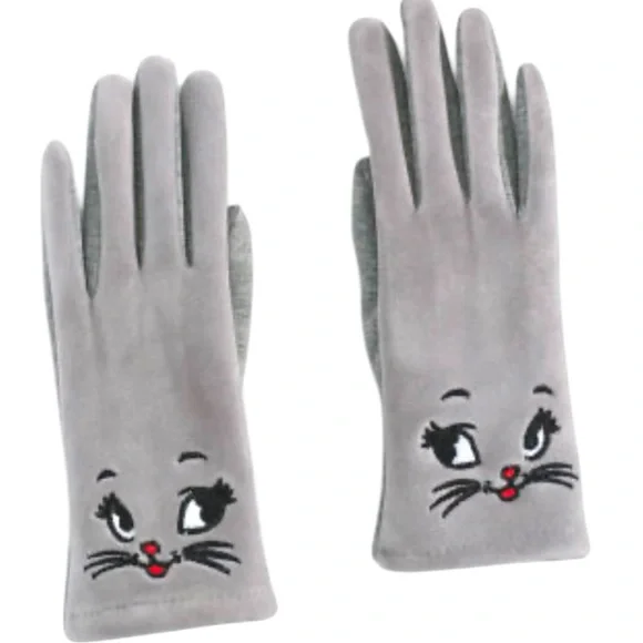 Gray Cat Face Gloves