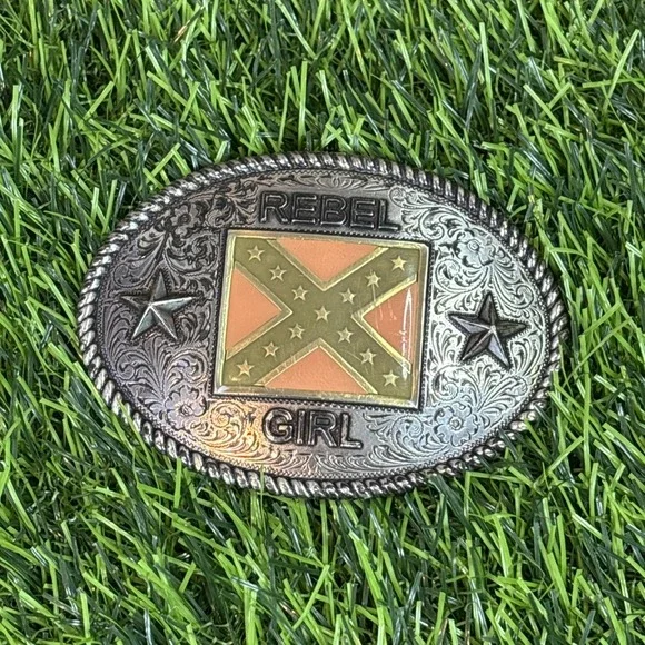 Rebel Girl Belt Buckle New Z's Buckles Western Y2K Silver Tone Metal‎