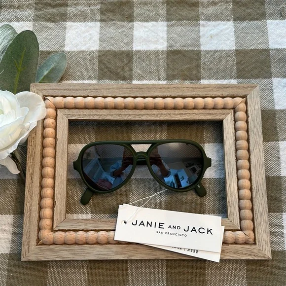 Janie and Jack Matte Green Aviator Sunglasses