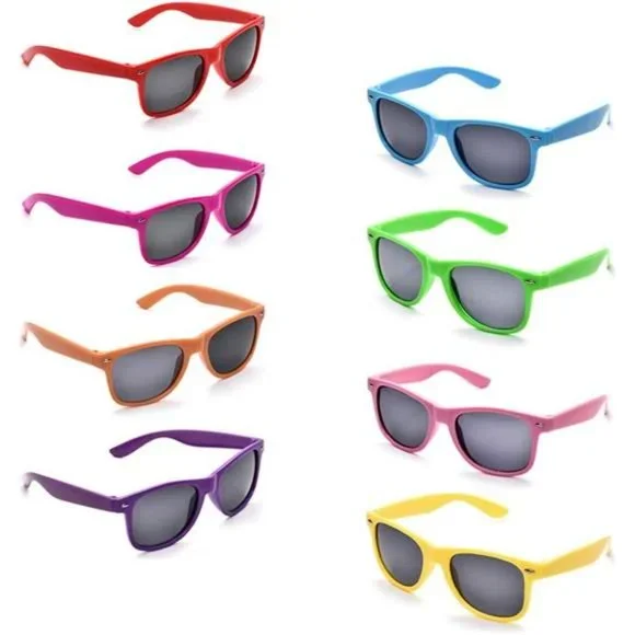 8 Pack Kids Neon Colors Party Favor Supplies Unisex Sunglasses, Mix