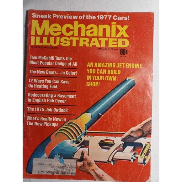 Vintage‎ 1975 Mechanix Illustrated Magazine January Preview 1977 Cars Jet Engine