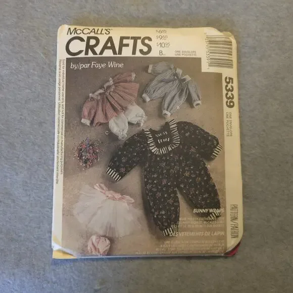 1990's McCall's‎ Rabbit Wardrobe Pattern 5339 for 14,20,25