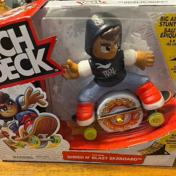 Tech Deck Shred N' Blast Skateboard Figure - Black Hoodie, Red Shoes