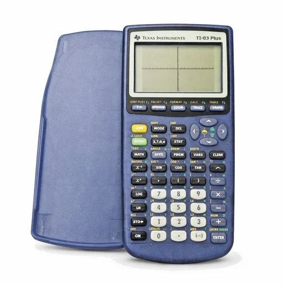 Texas Instruments TI-83 Plus Graphing Calculator Blue Tested & Works + Cover