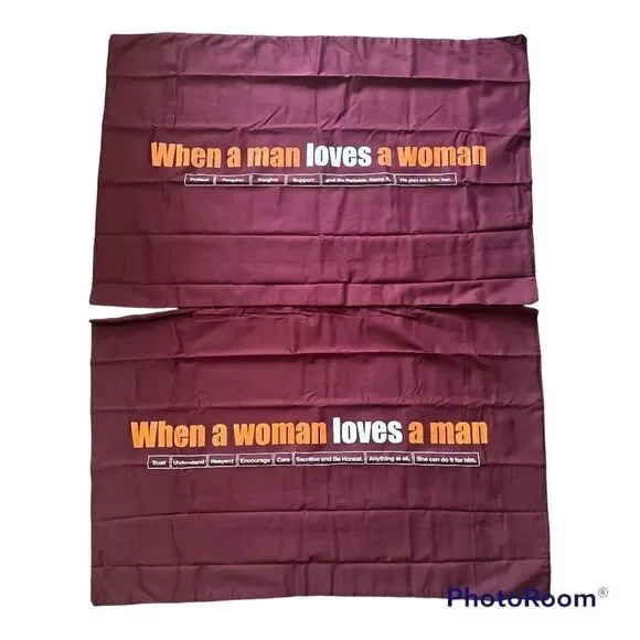 New Human Touch Maroon Couple Pillow Case Size 20”x30”