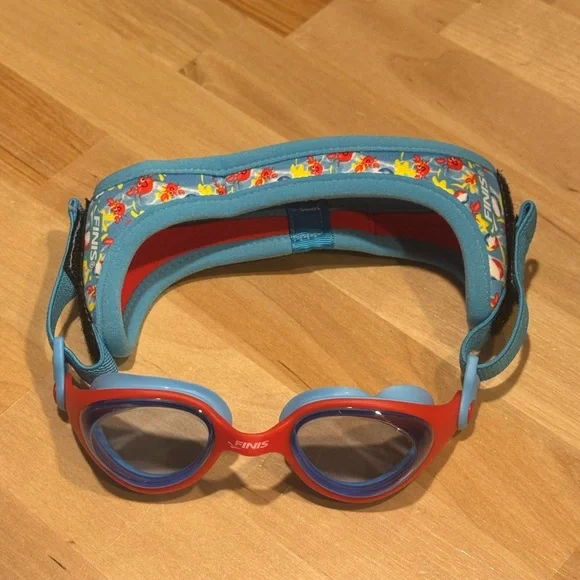 Toddler Swim Goggles with Red and Blue Frame