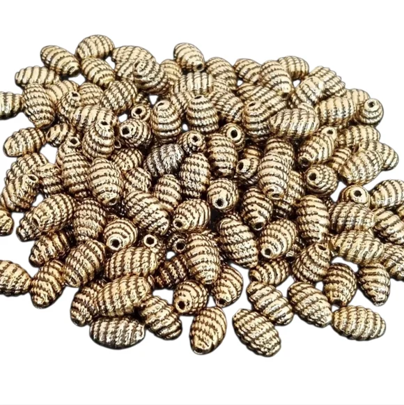 160 Metalized BEADS Plastic BRASS Scrolled biconal