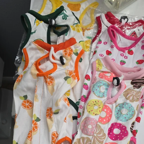 6 Colorful Fruit and Donut Print Recover Suits Cat Or Dog No Lick