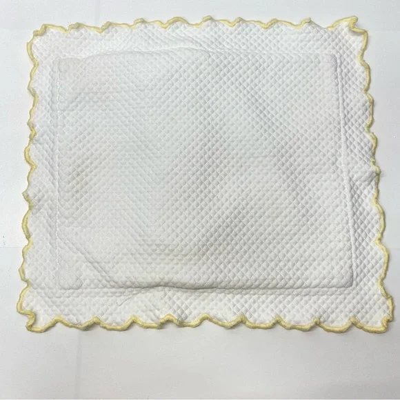 Pottery Barn Kids White Quilted Pillow Sham With Yellow Trim Baby Room Cozy Soft