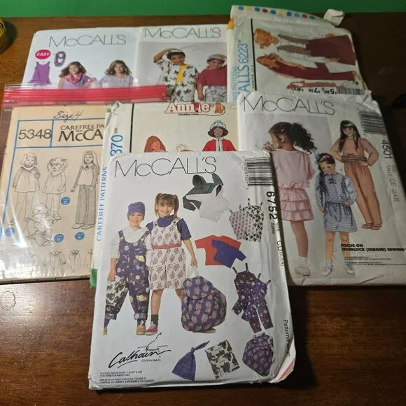McCalls Kids clothing sewing patterns mixed lot leggings, capelet, unverified