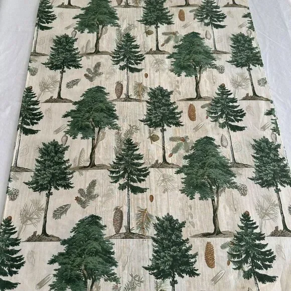 Pinecones Woodland Trees Fabric Branch Allover Beige David Textiles BTY