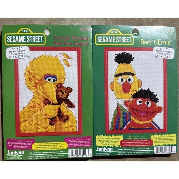 Sesame Street Bert Ernie Big Bird Counted Cross Stitch 5x7 Jaylynn #68-11 68-16