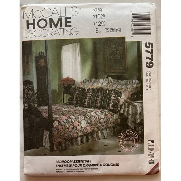 McCall's Pattern 5779 Bedroom Essentials Bedspread Table Cover Slip Cover Pillow