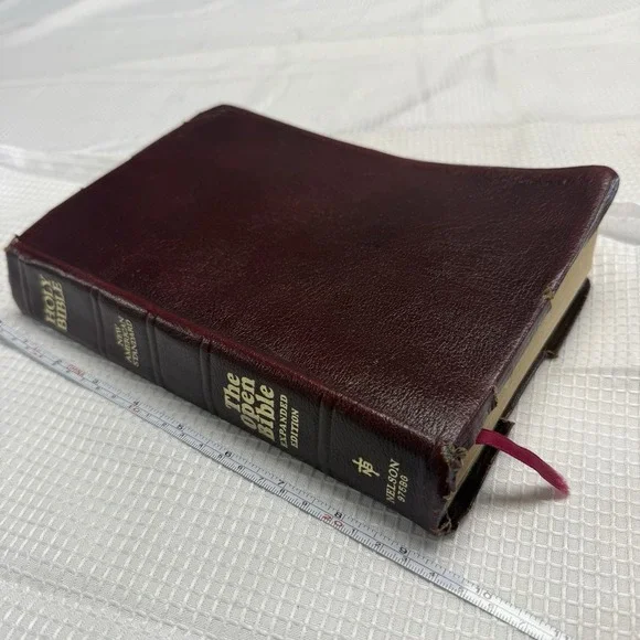 Nelson Open Bible 1985 KJV Expanded Edition Genuine Leather Soft Cover Red