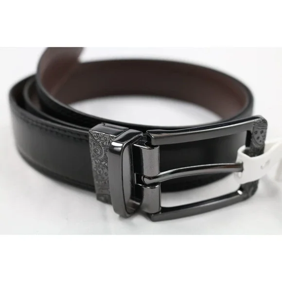 Robert Graham BAROLO REVERSIBLE BELT Black/Brown Leather Men's Size: 38 $98