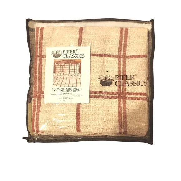 Piper Classics Red and Wheat Double Windowpane Standard Sham 21x27