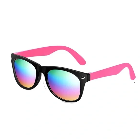 Pink and Black Sunglasses with Rainbow Lenses UV 400 Protection