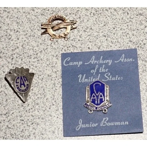 Vintage Pins 3 Camp Archery Association shirt pins