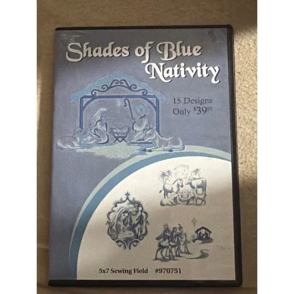 Dakota Collectibles Shades of Blue Nativity Embroidery Designs CD 15 Designs 5x7