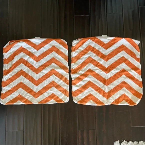 Z Gallerie Orange And White Chevron Zip Up Pillow Cases