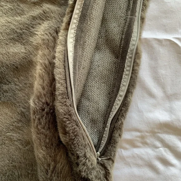 Z Gallerie Grey Faux Fur Throw Pillow Cover - 26 x 16 in