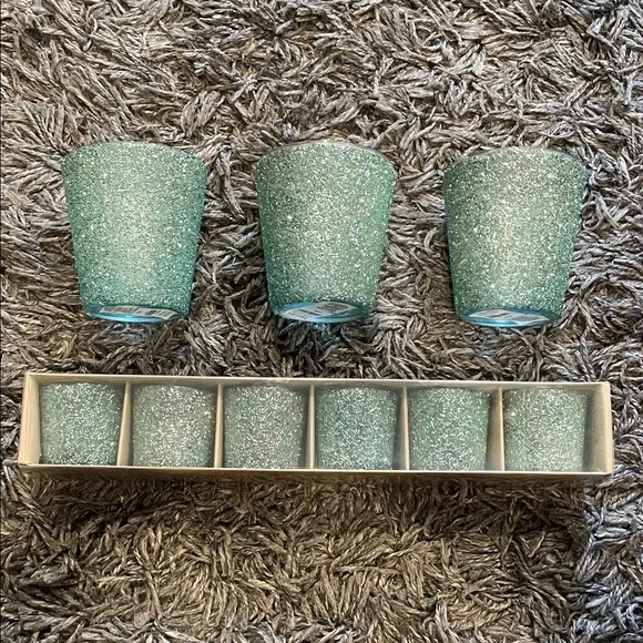Z gallerie Bella Celeste green beads candle holders set NWT