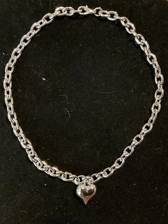 Adjustable Silver Heart Cat Necklace 💗 Size Small Pet Collar Pendant