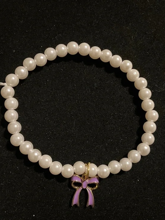 Purple Pearl Pet Collar Necklace with Bow – Medium Adjustable Dog/Cat Jewelry
