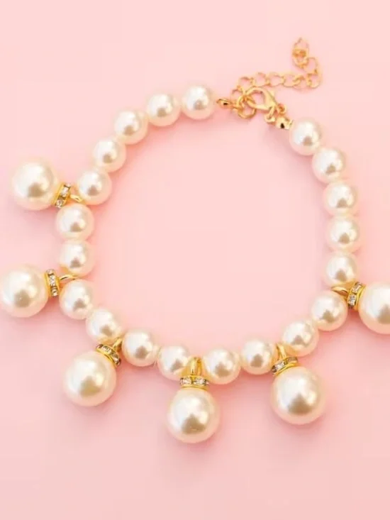 Vintage Pearl Pet Necklace Adjustable Cat Collar Size Small