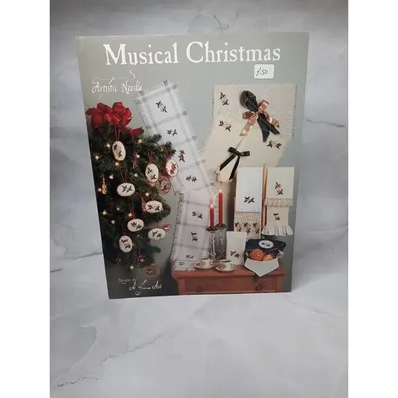 1989 Artistic Needle Cross Stitch Leaflet Musical Christmas Ornaments