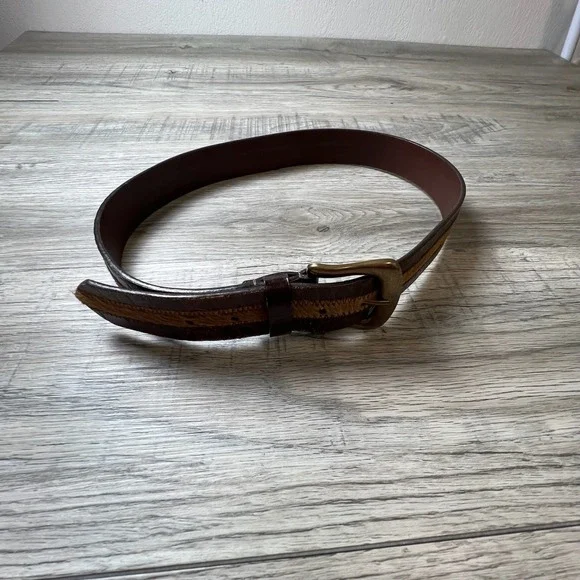 Rolfs Leather Belt Men Large Burgundy Calf Hair Croc Embossed Western 1849 1.25