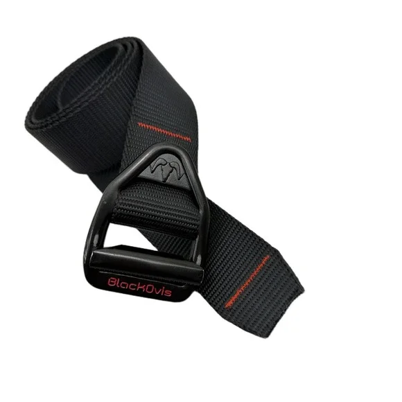 BlackOvis Webbed Nylon Belt Mens Black Metal V-Ring Buckle Outdoors Utility 45.5