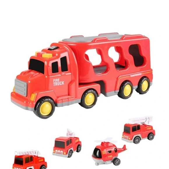 ✨BNWT - Fire Truck Car Model Lights & Music Transport Vehicle Container Car✨