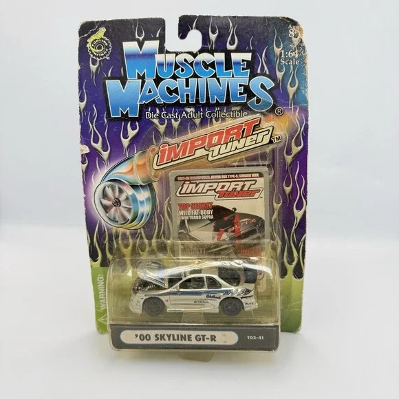 Muscle Machines Import Tuner 1/64‎ Scale T03-41 - 2000 Skyline GT-R Silver RARE