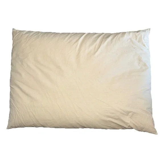 Vintage Off White Down Feather Pillow 25X18 Inch Good Fill Level Stain Areas