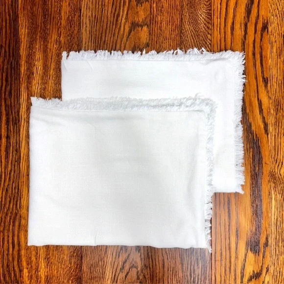 CASA LUNA White Fringed Pillow Shams Covers Full/Queen Size Set of Two