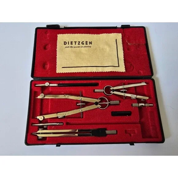 Vintage Dietzgen Stellar Drafting Set - Precision Drawing Instruments - Antique
