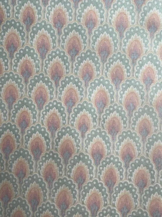 5 yards Vintage 1980's Decorator Fabric Pastel Blue Pink