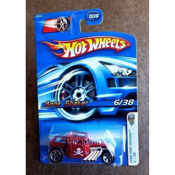 Hot Wheels BONE SHAKER Dark Red 6/38 2006 FIRST EDITIONS #6/223 Chrome 5 SP 1:64