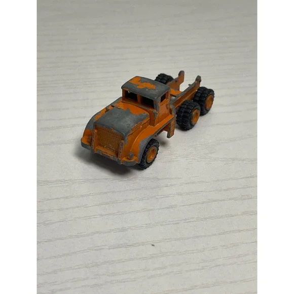 Vintage Orange Metal Toy Truck Cab Tractor, Six Wheels, Collectible‎ Diecast