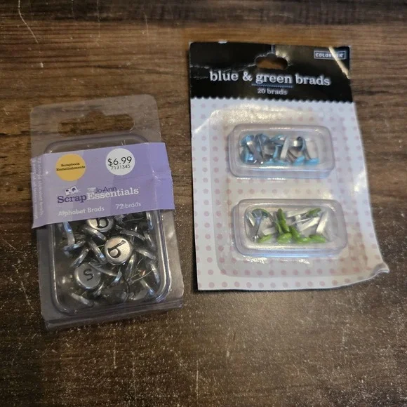 Colorbok Blue &‎ Green Brads 20 Brads Jo-Ann Scrap Essentials Alphabet Brads 67