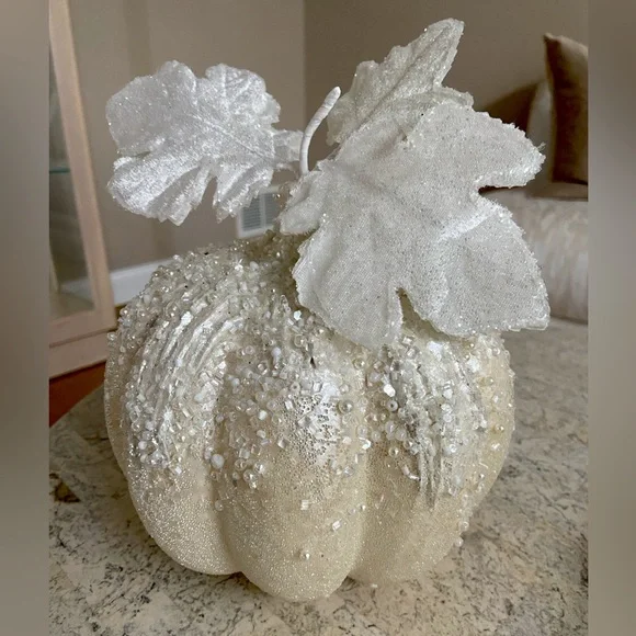 Z Gallerie White Embellished Pumpkin Home Decoration