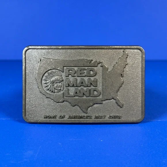 Vintage Red Man Land Belt Buckle Chewing Tobacco Advertising‎ Collectible